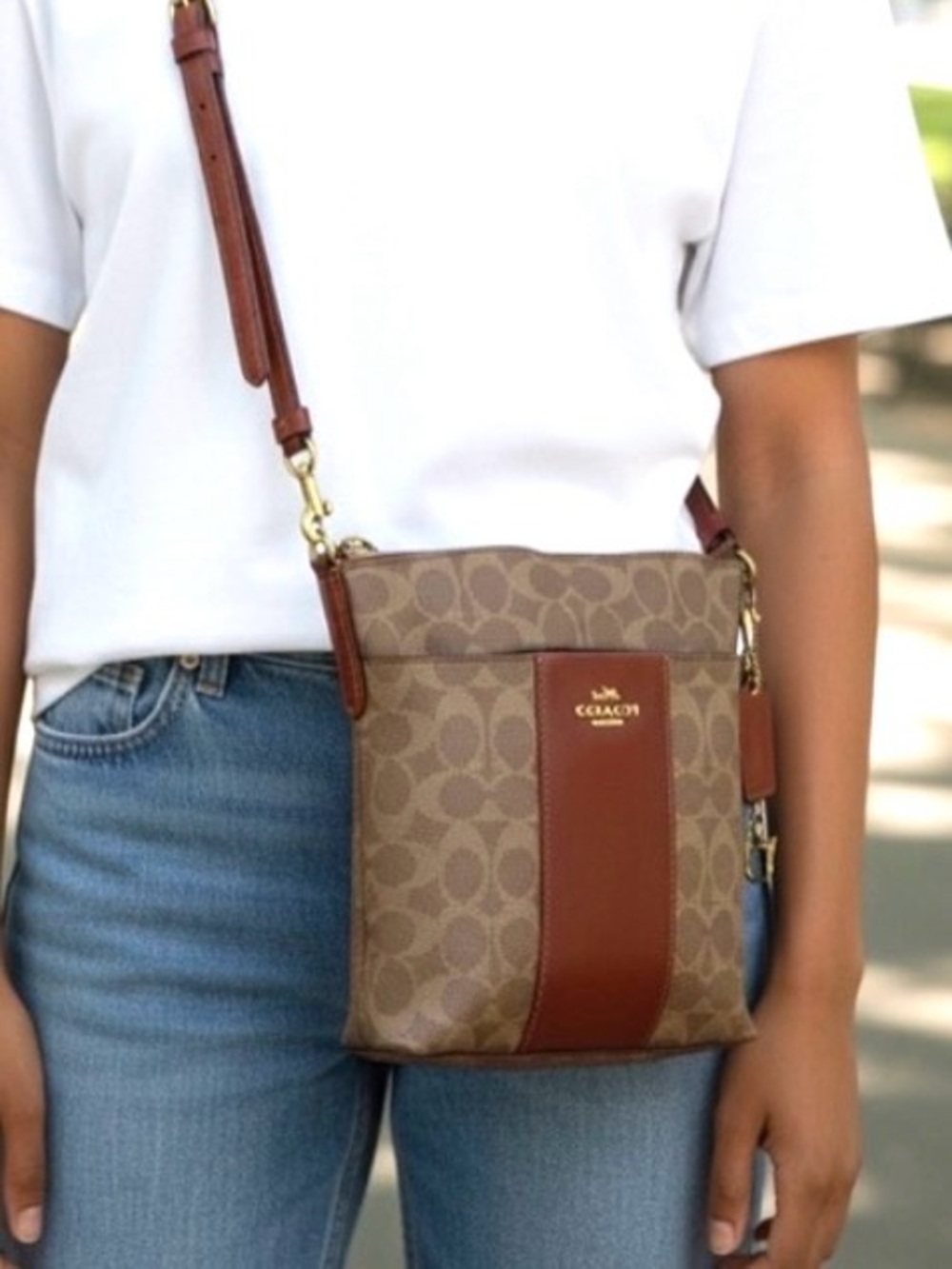 Coach Kitt Messenger Crossbody bag in Colorblock Signature Canvas & Horse Charm